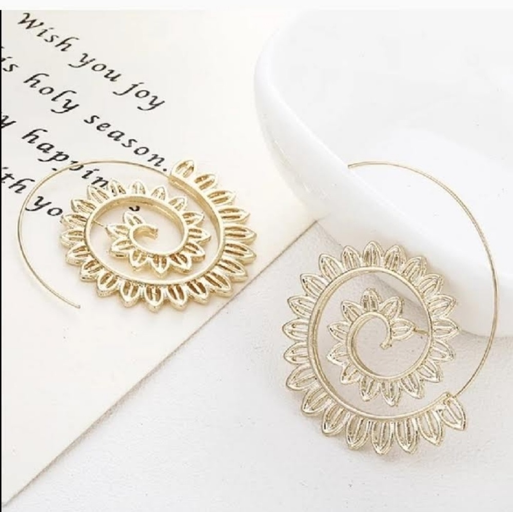 Gold or Silver Spiral Leaf Infinity Earrings - Picture 8 of 10